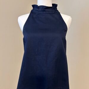 Ann Taylor Navy Sleeveless Top With Ruffle and Tie Details